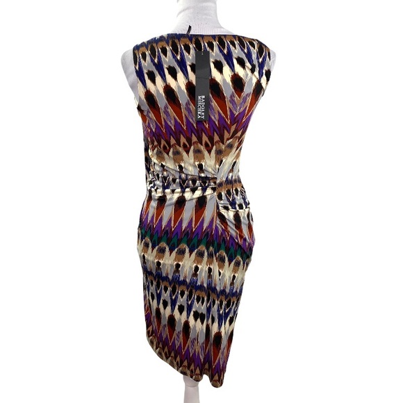 NWOT Badgley Mischka Printed Asymmetrical Sheath Dress - Picture 4 of 4